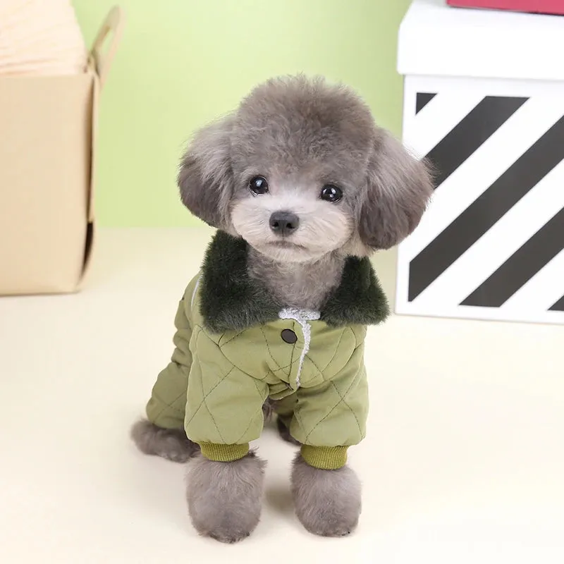 Fur Collar Dog Overalls Warm Winter Jumpsuit for Small Dogs Puppy