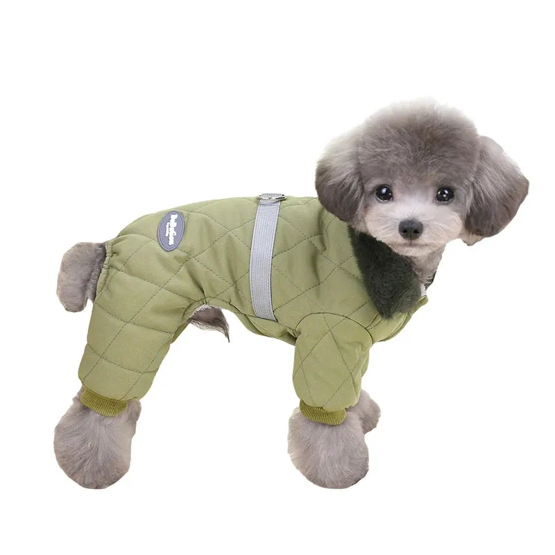 Fur Collar Dog Overalls Warm Winter Jumpsuit for Small Dogs Puppy