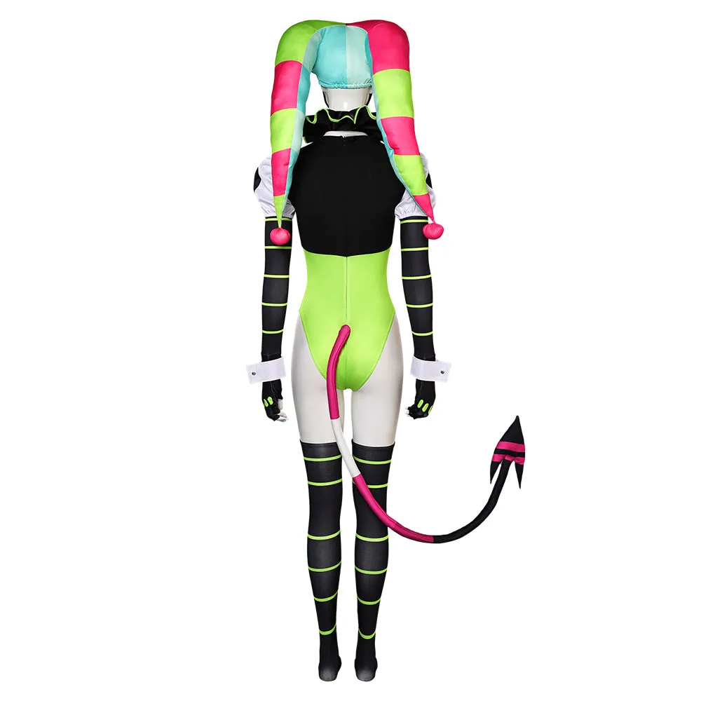 Helluva Boss Hazbin Hotel Fizzarolli Women Green Outfit Party Carnival Halloween Cosplay Costume