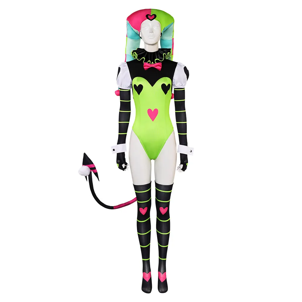 Helluva Boss Hazbin Hotel Fizzarolli Women Green Outfit Party Carnival Halloween Cosplay Costume