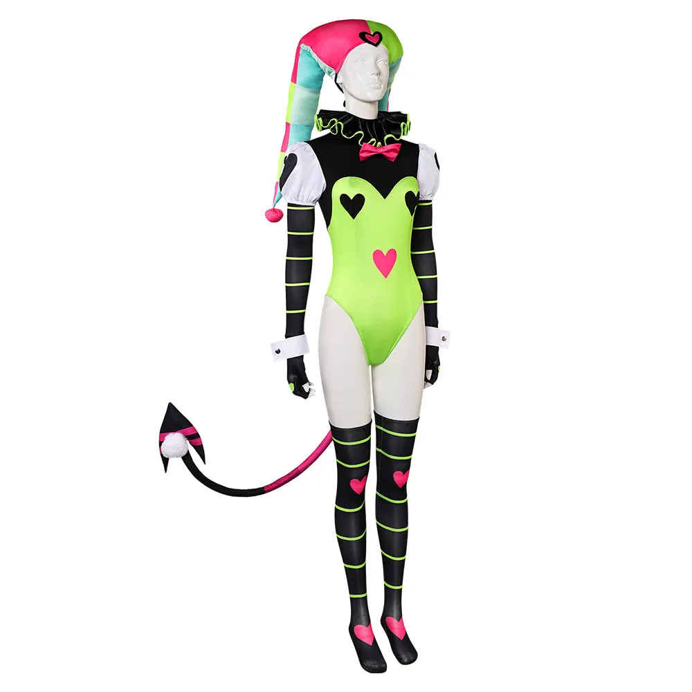 Helluva Boss Hazbin Hotel Fizzarolli Women Green Outfit Party Carnival Halloween Cosplay Costume