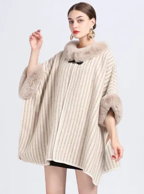Imitation Rex Rabbit Fur Collar Shawl Cloak