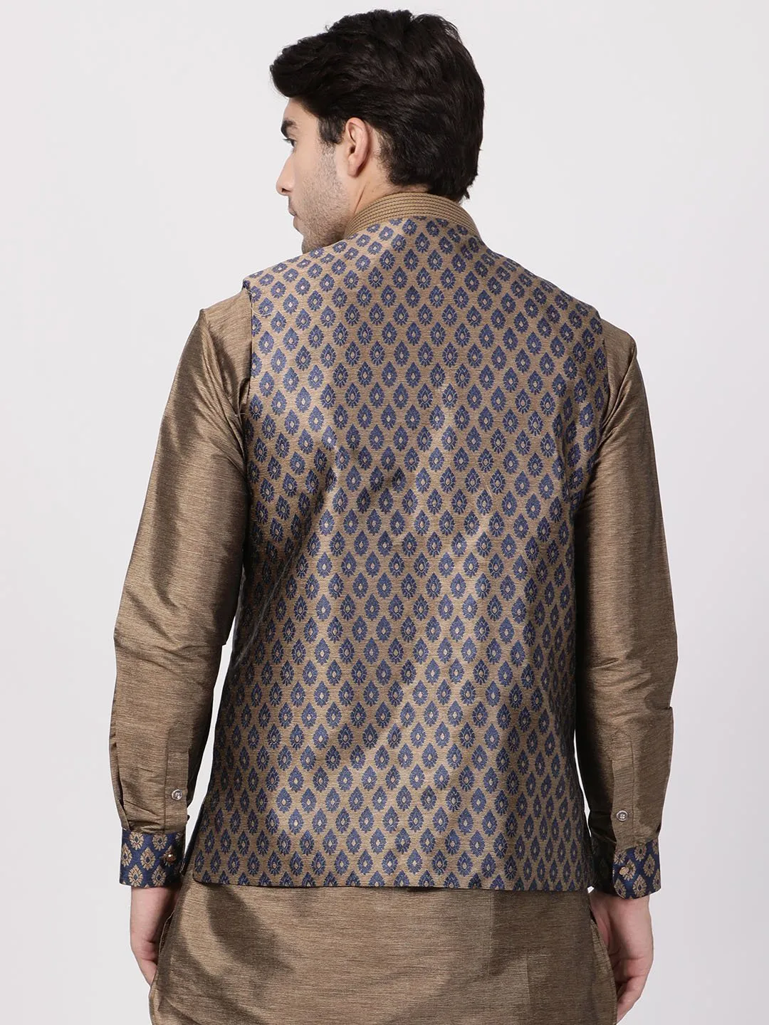 Jashvi Men's Navy Blue Nehru Jacket