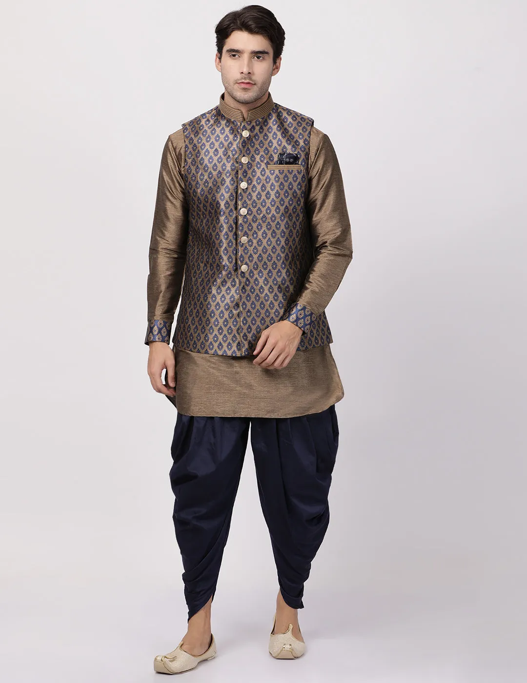 Jashvi Men's Navy Blue Nehru Jacket