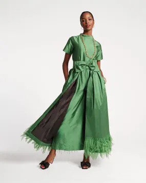 Jody Jumpsuit Feather Fringe Emerald Black