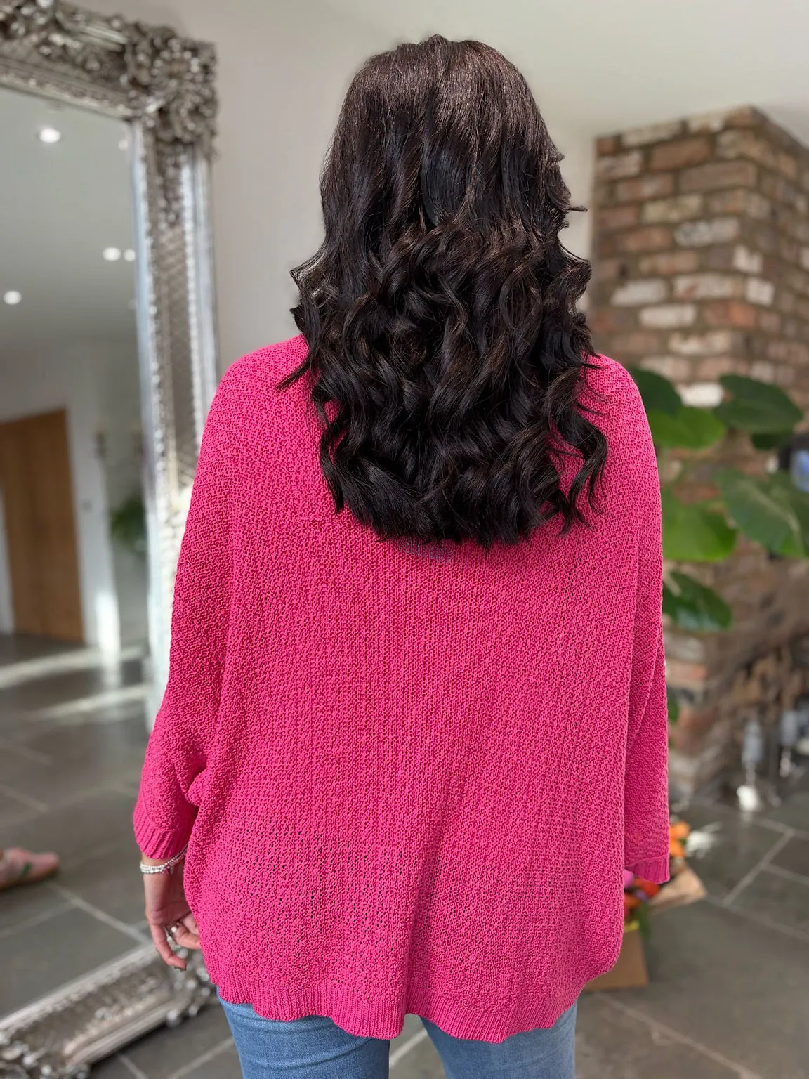 Lipstick V Neck Cable Detail Knit Yasmin
