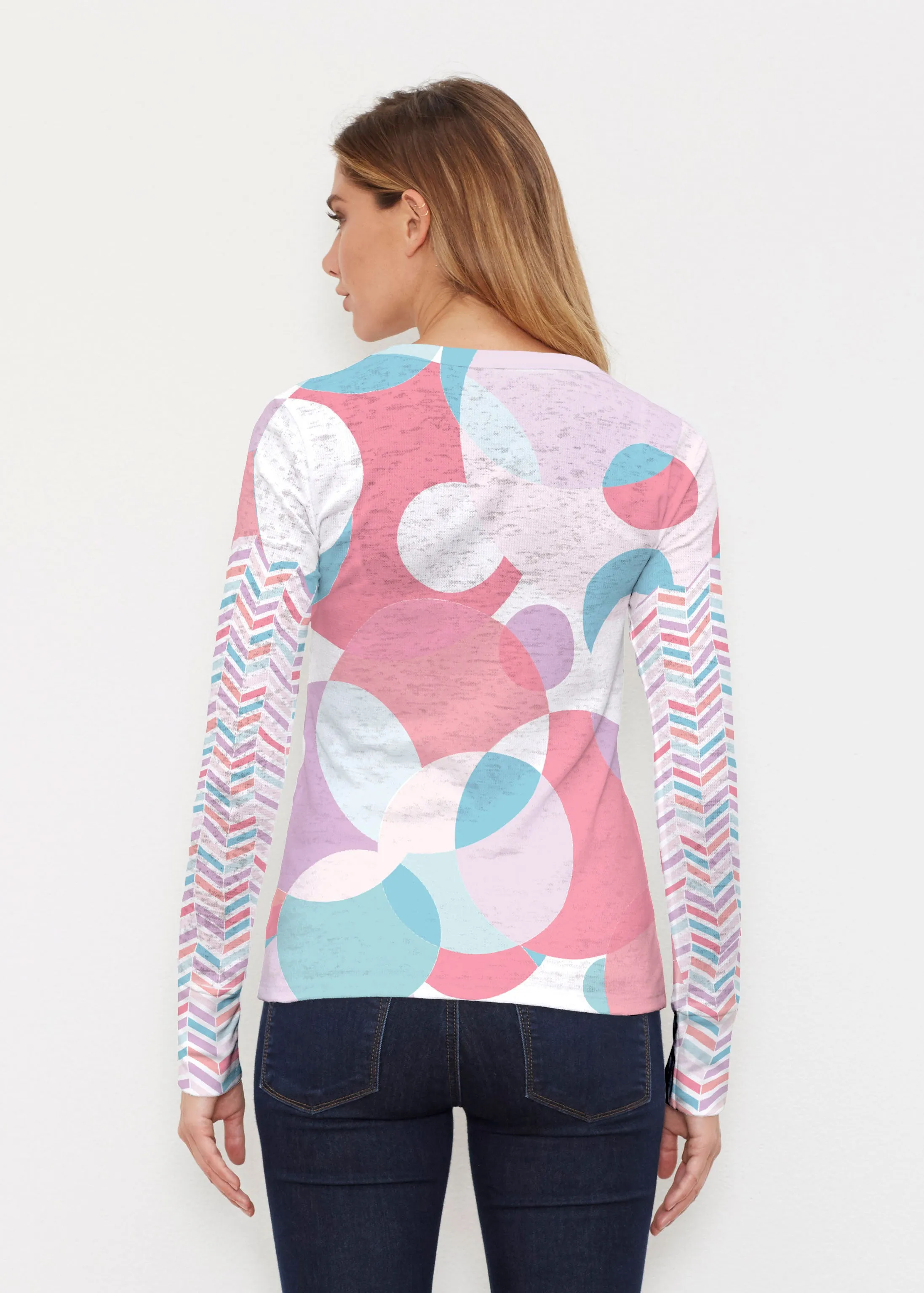 Marble Chevron Pastel (25111) ~ Thermal Long Sleeve Crew Shirt