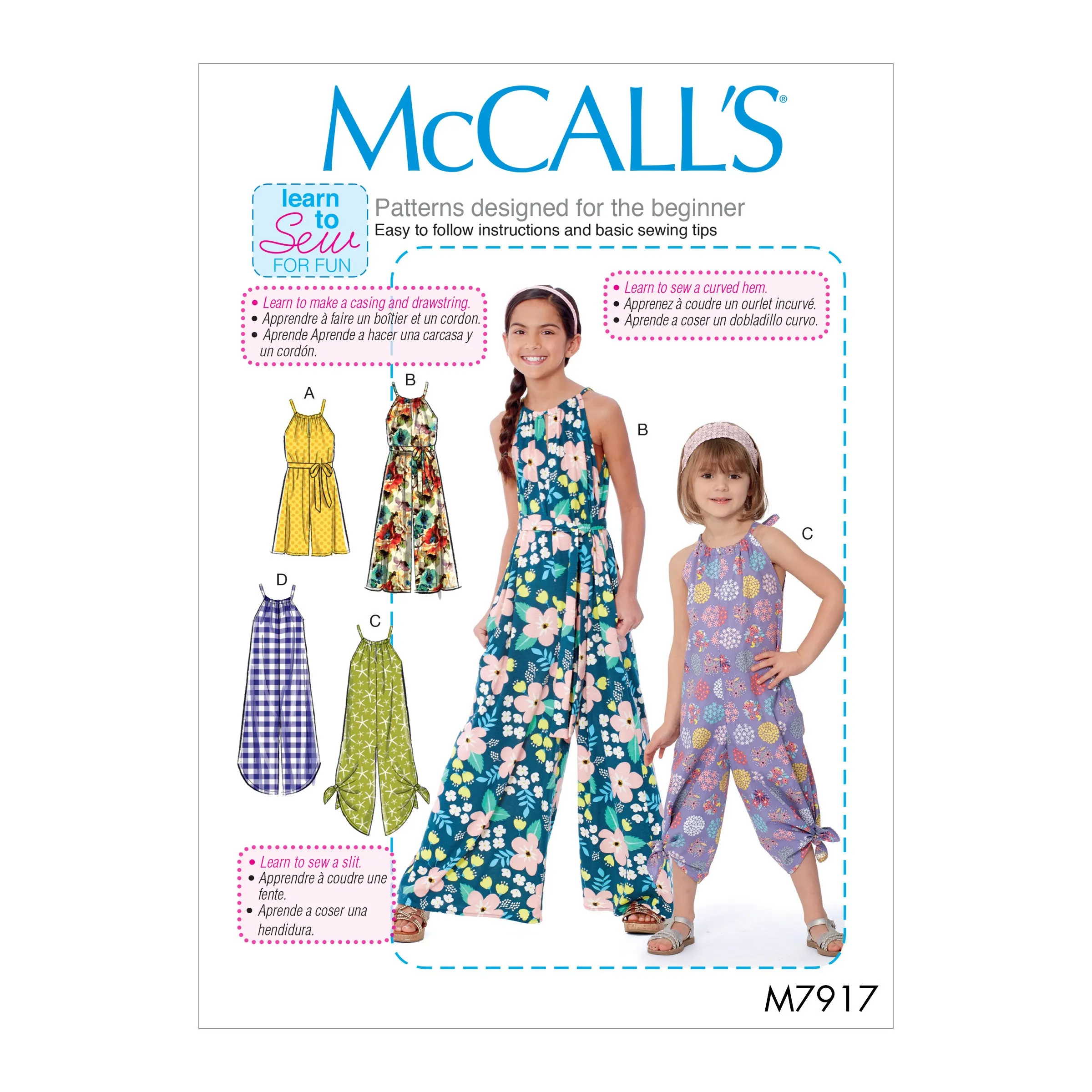McCall's Pattern M7917 Children's and Girl's Romper, Jumpsuit and Belt
