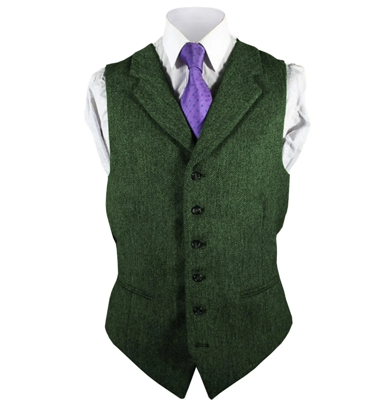 Men's Leisure Fashion Notch Lapel Herringbone Waistcoat
