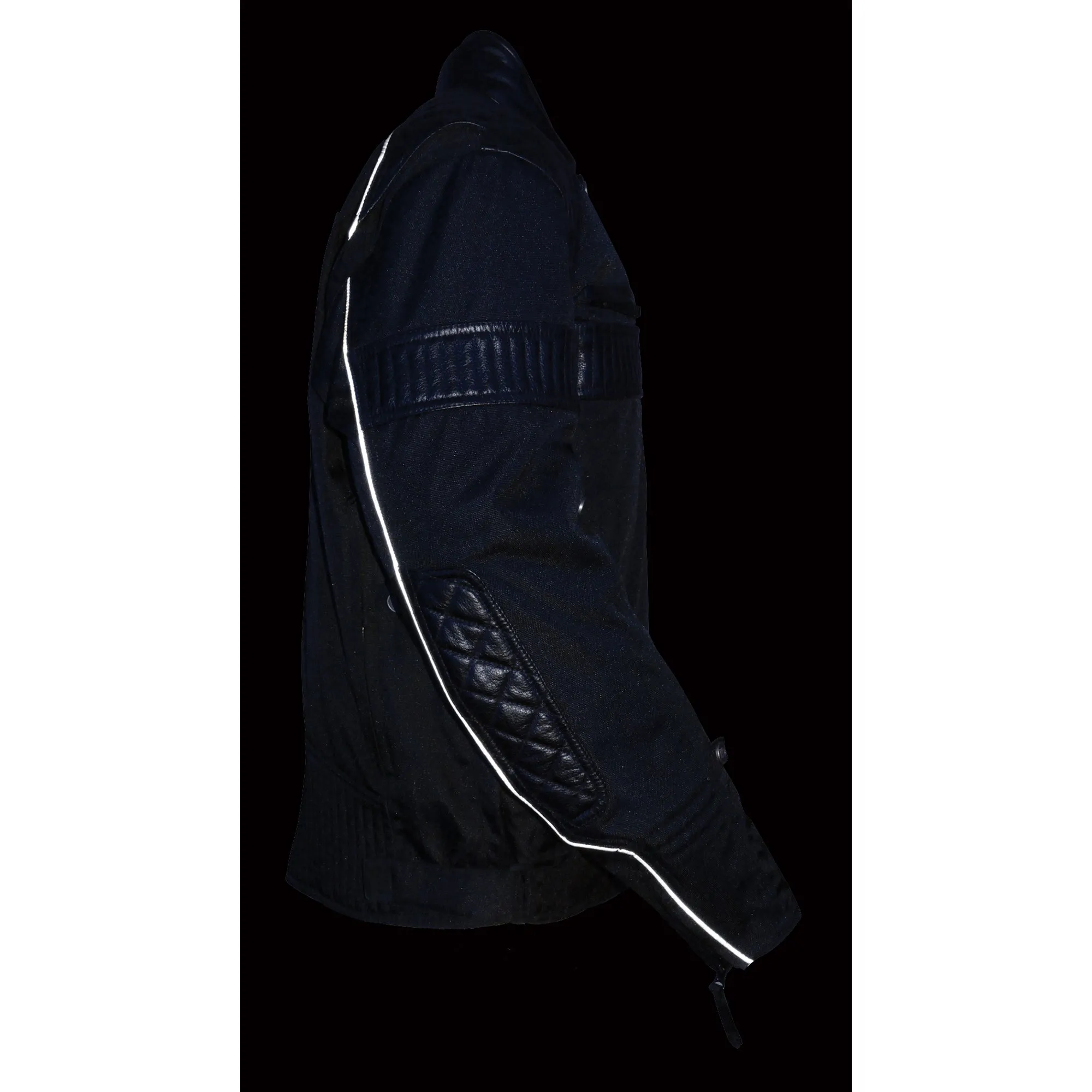 Men's Textile Scooter Jacket w/ Leather Trim and Snap Collar