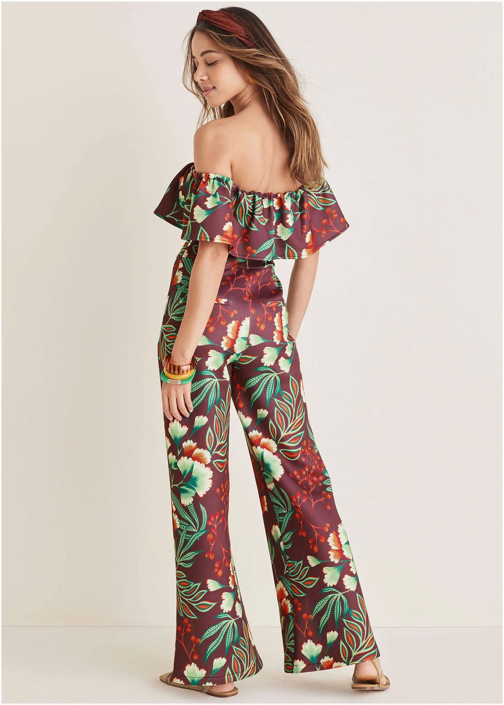 Off The Shoulder Jumpsuit - Lake Botanical