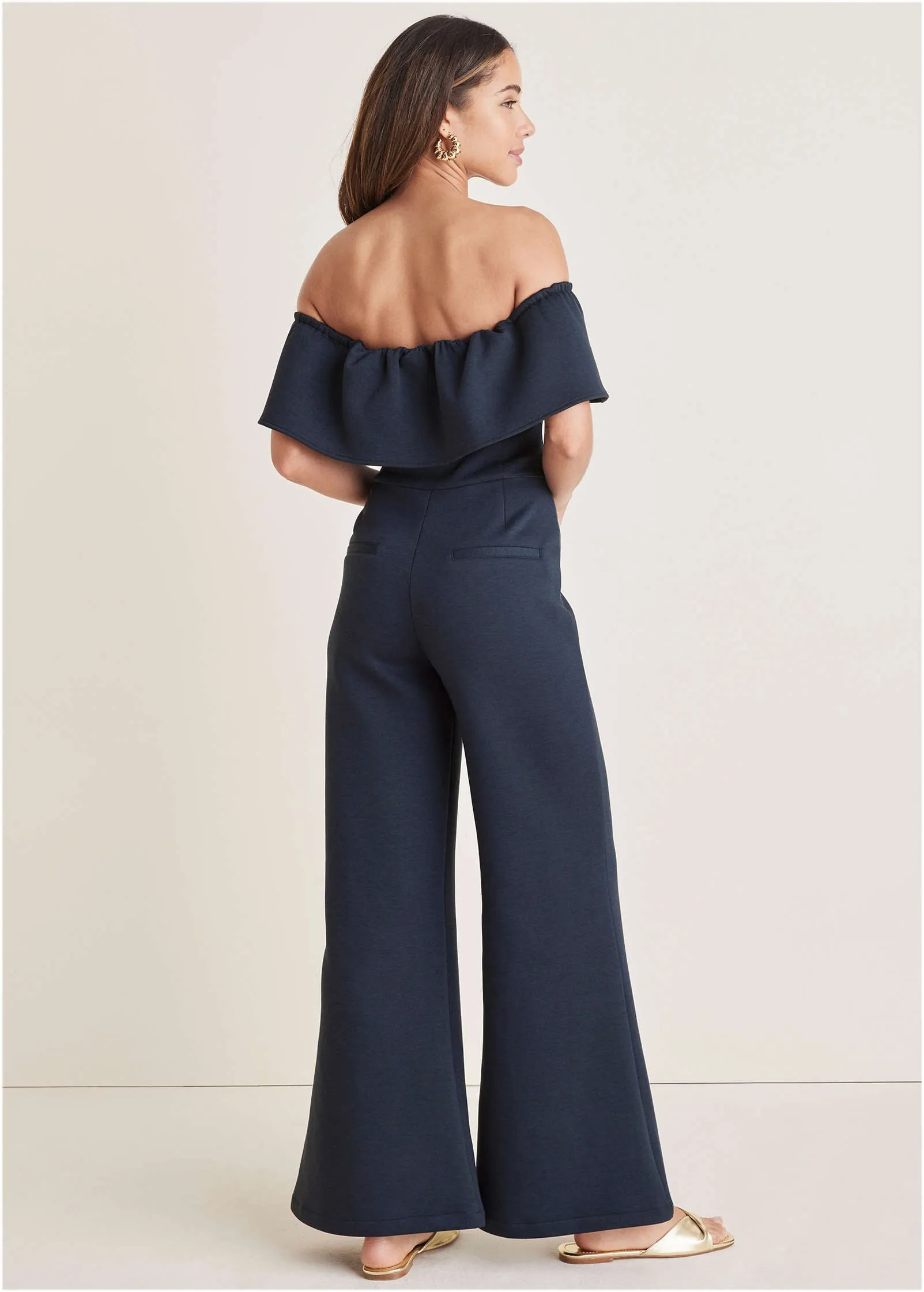 Off The Shoulder Jumpsuit - Navy