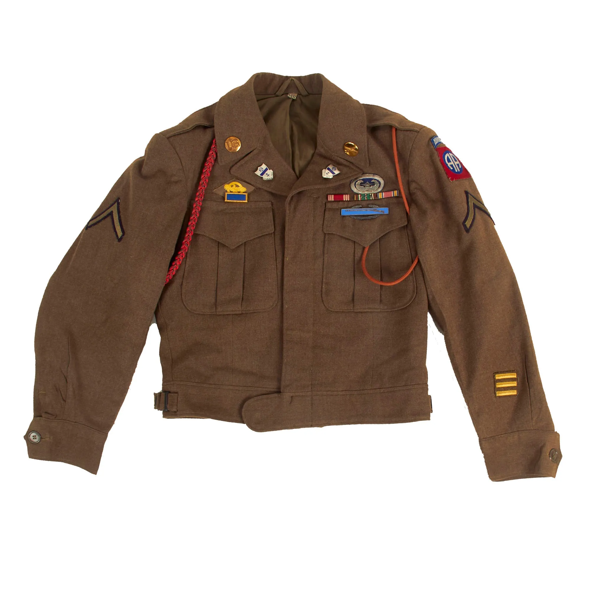 Original U.S. WWII 193rd Glider Infantry Regiment Named Uniforms with Garrison Cap, Jump Boots, Photos, Documents and More - PFC William E. Smith - 17th & 82nd Airborne Division