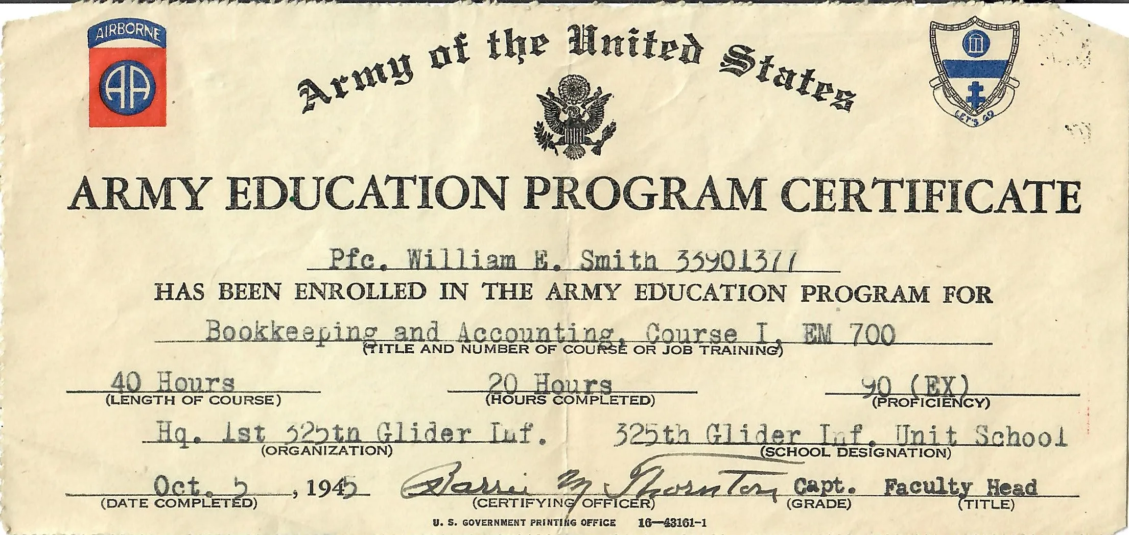 Original U.S. WWII 193rd Glider Infantry Regiment Named Uniforms with Garrison Cap, Jump Boots, Photos, Documents and More - PFC William E. Smith - 17th & 82nd Airborne Division