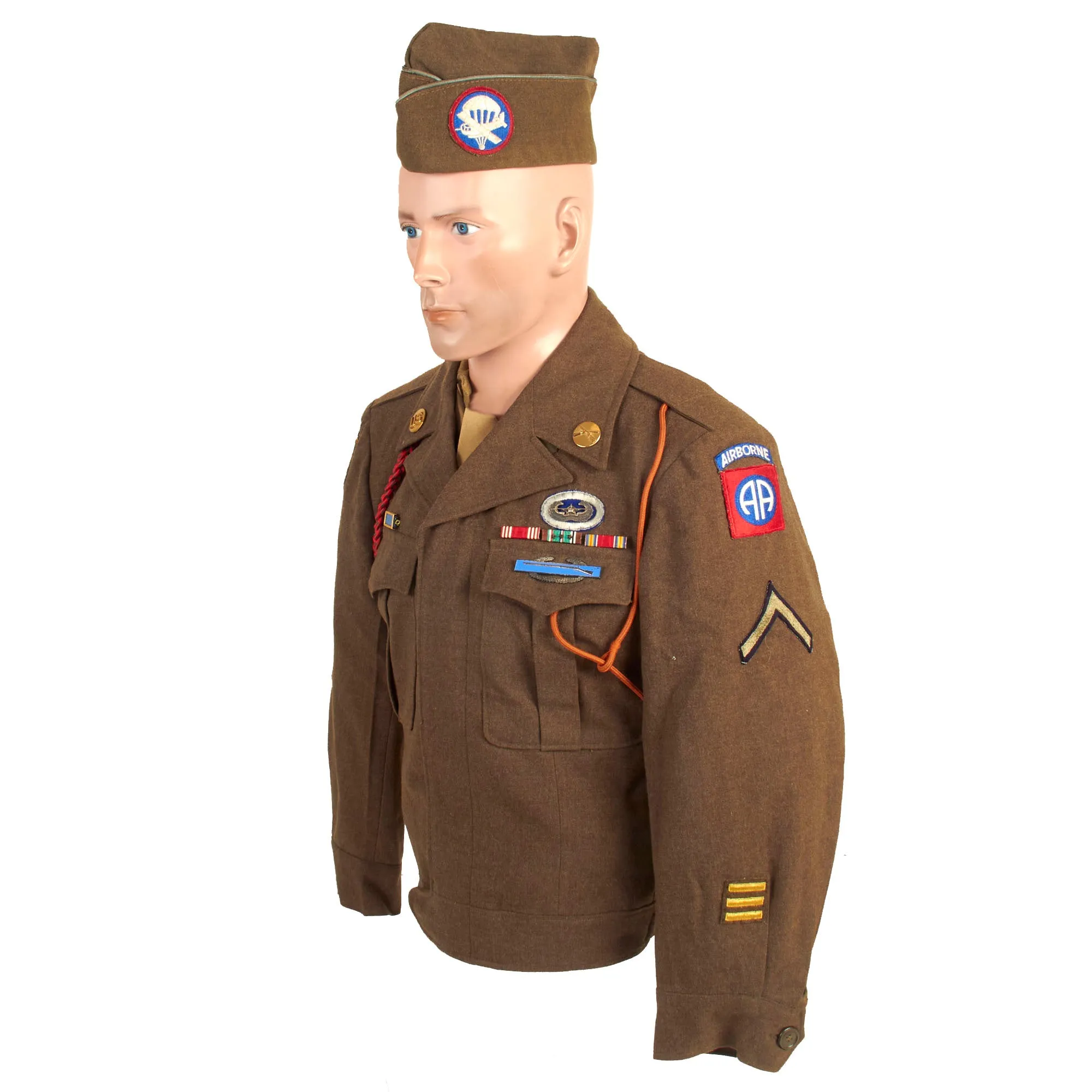 Original U.S. WWII 193rd Glider Infantry Regiment Named Uniforms with Garrison Cap, Jump Boots, Photos, Documents and More - PFC William E. Smith - 17th & 82nd Airborne Division