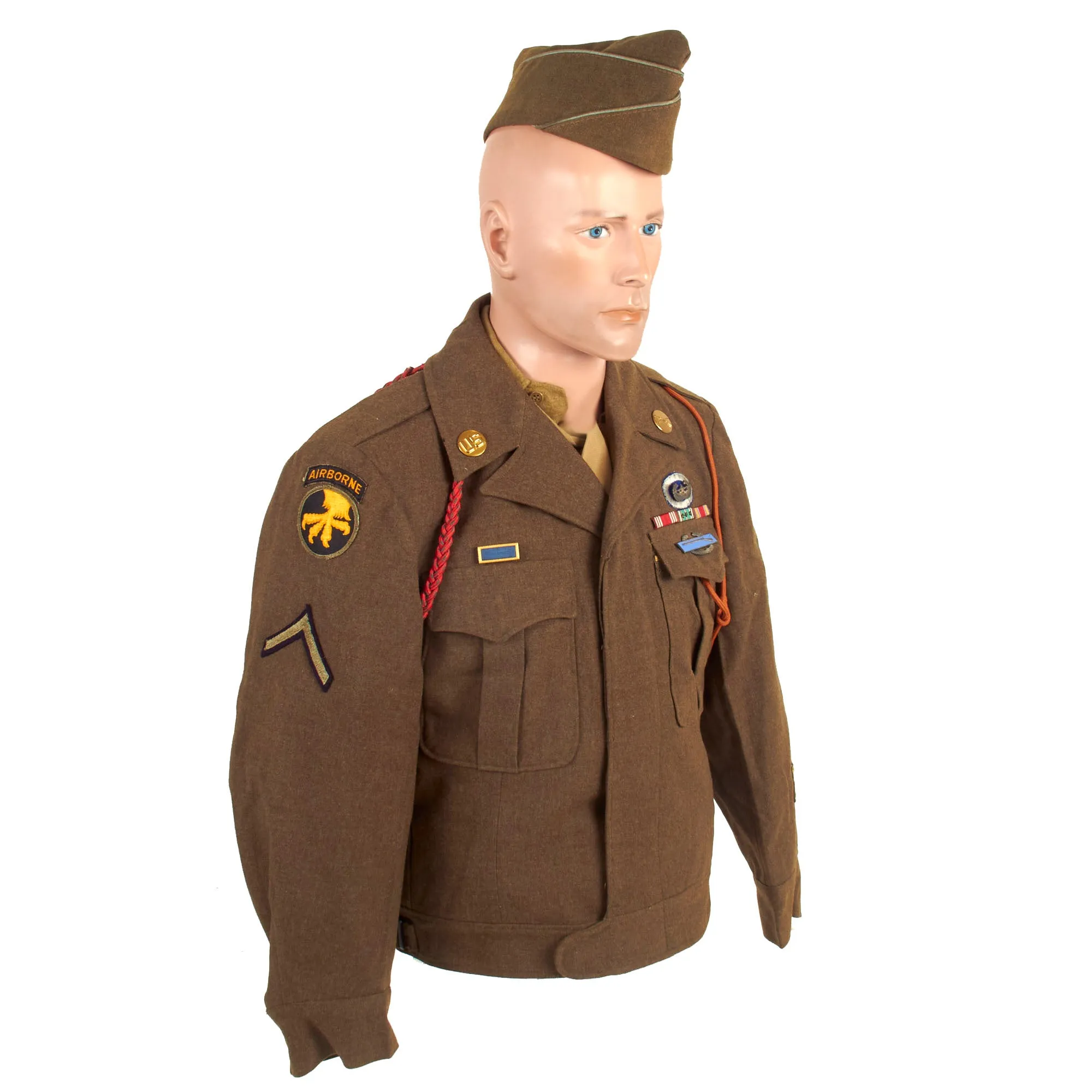 Original U.S. WWII 193rd Glider Infantry Regiment Named Uniforms with Garrison Cap, Jump Boots, Photos, Documents and More - PFC William E. Smith - 17th & 82nd Airborne Division