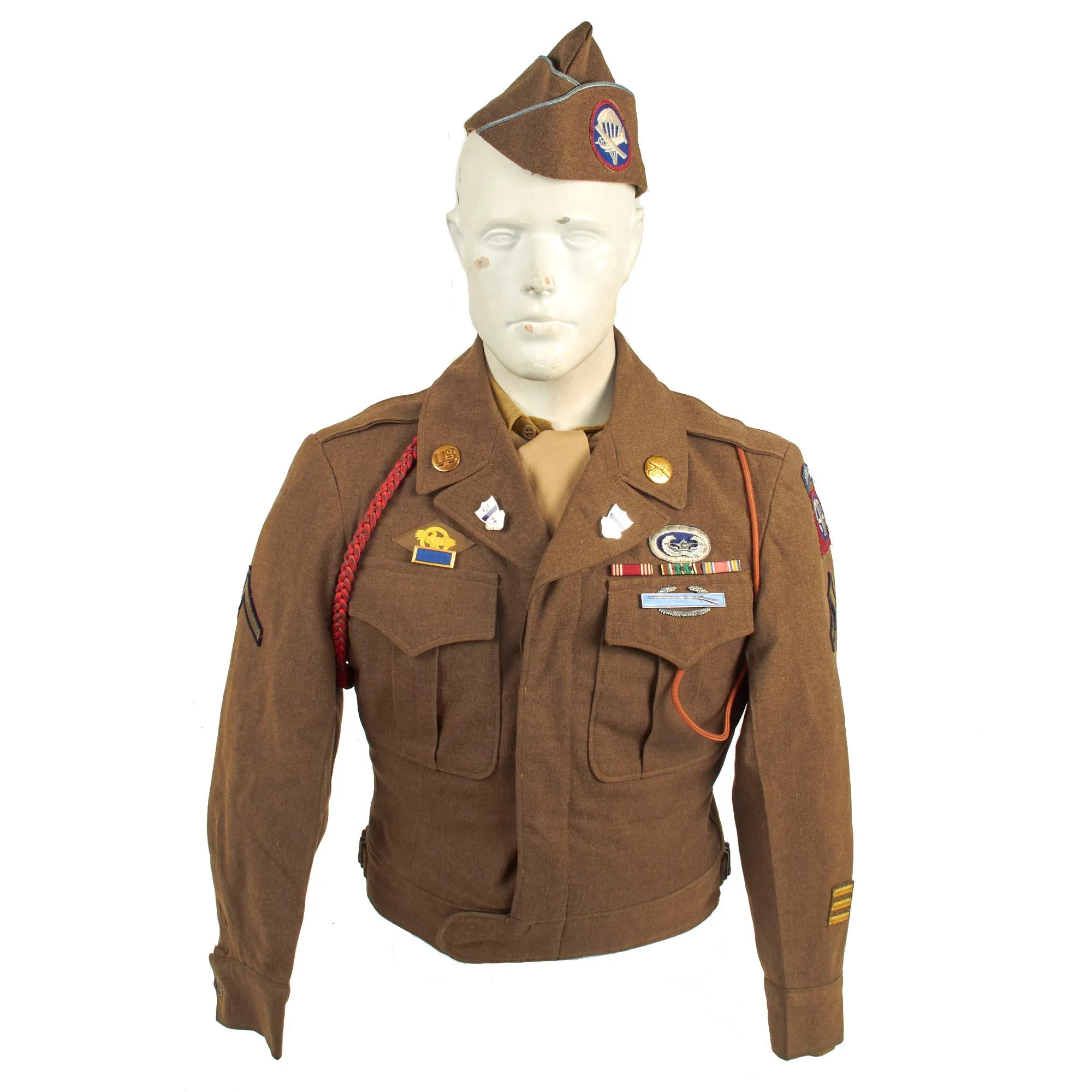 Original U.S. WWII 193rd Glider Infantry Regiment Named Uniforms with Garrison Cap, Jump Boots, Photos, Documents and More - PFC William E. Smith - 17th & 82nd Airborne Division