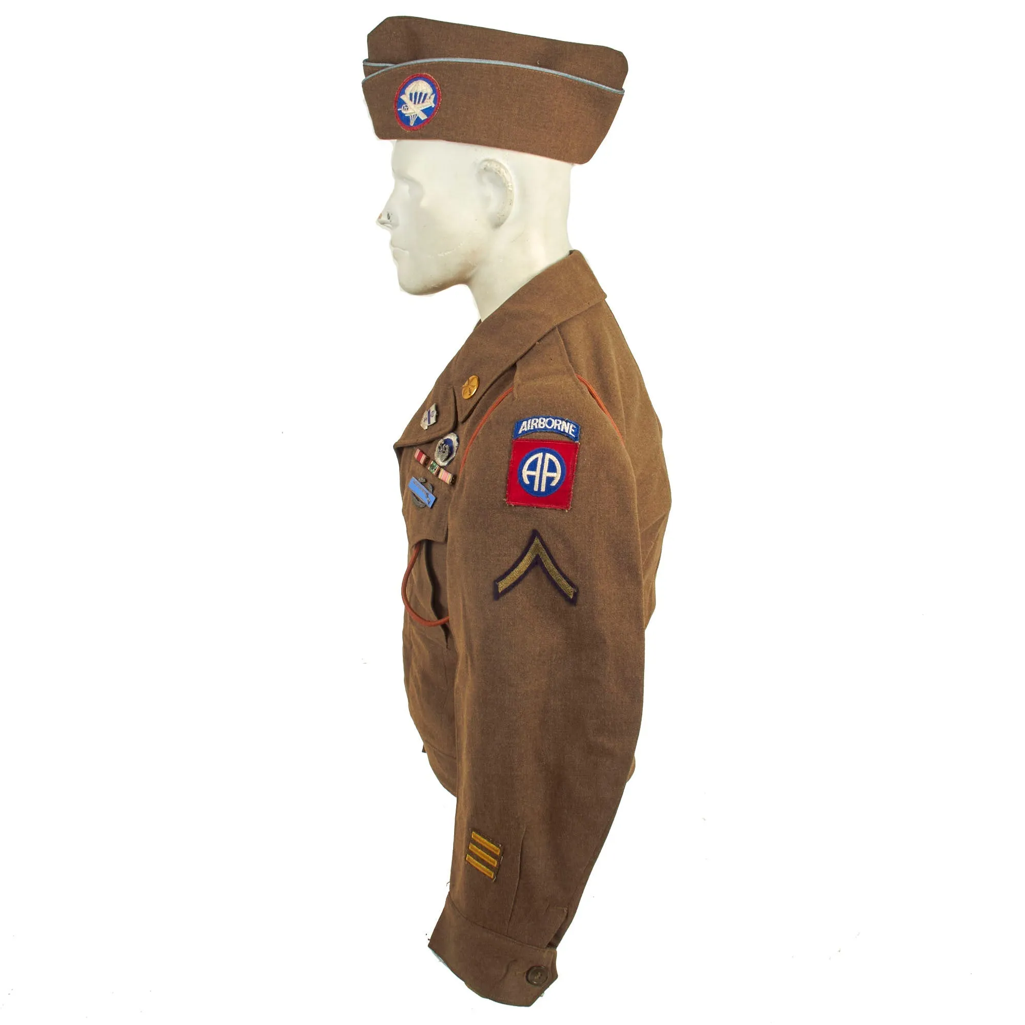 Original U.S. WWII 193rd Glider Infantry Regiment Named Uniforms with Garrison Cap, Jump Boots, Photos, Documents and More - PFC William E. Smith - 17th & 82nd Airborne Division
