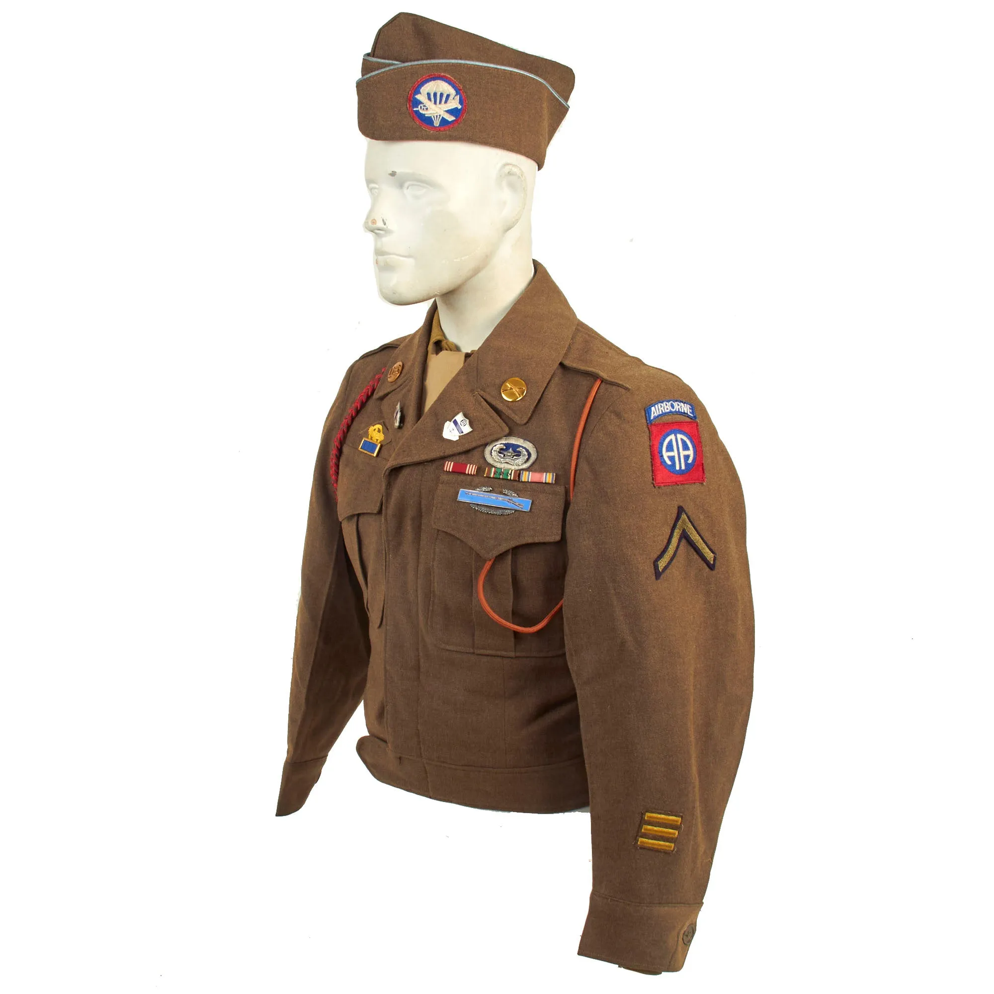 Original U.S. WWII 193rd Glider Infantry Regiment Named Uniforms with Garrison Cap, Jump Boots, Photos, Documents and More - PFC William E. Smith - 17th & 82nd Airborne Division