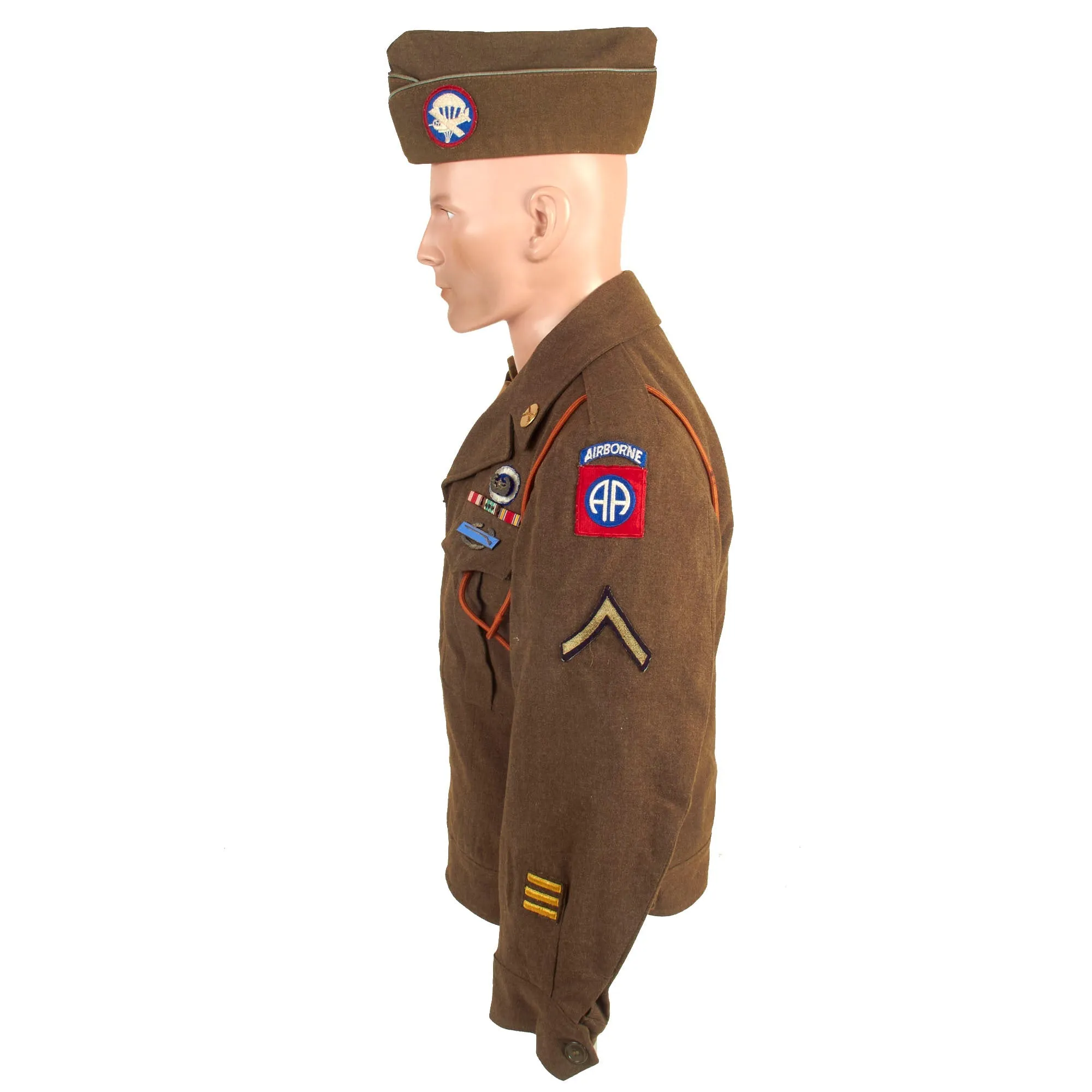 Original U.S. WWII 193rd Glider Infantry Regiment Named Uniforms with Garrison Cap, Jump Boots, Photos, Documents and More - PFC William E. Smith - 17th & 82nd Airborne Division