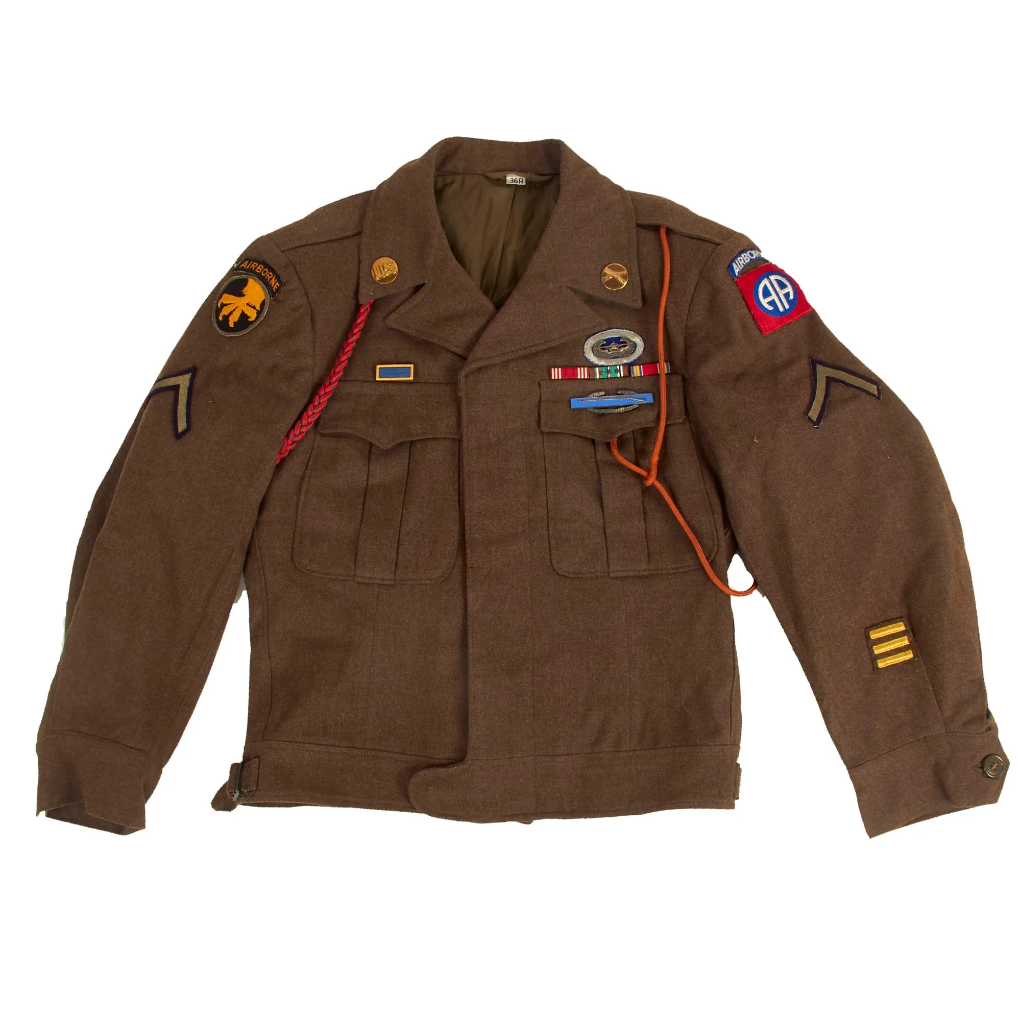 Original U.S. WWII 193rd Glider Infantry Regiment Named Uniforms with Garrison Cap, Jump Boots, Photos, Documents and More - PFC William E. Smith - 17th & 82nd Airborne Division