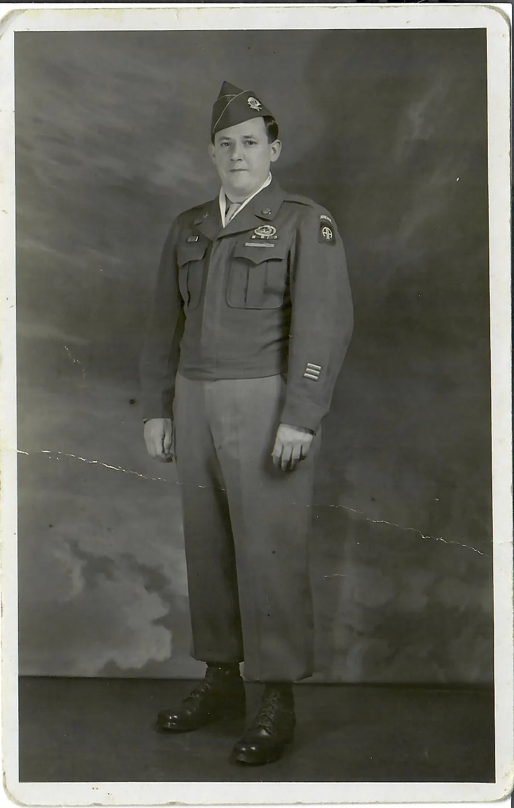 Original U.S. WWII 193rd Glider Infantry Regiment Named Uniforms with Garrison Cap, Jump Boots, Photos, Documents and More - PFC William E. Smith - 17th & 82nd Airborne Division