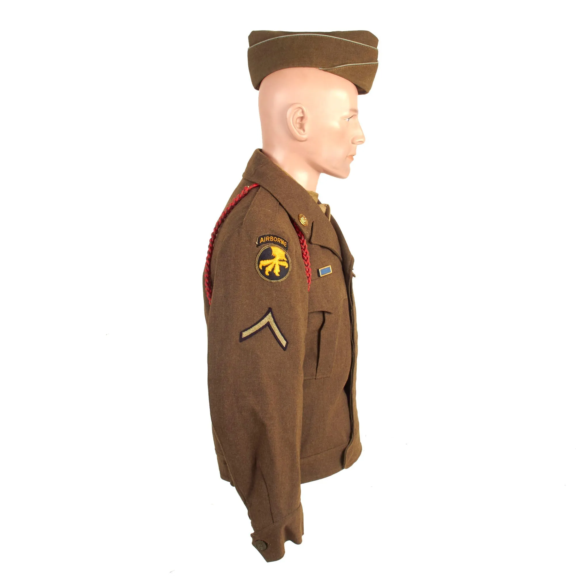 Original U.S. WWII 193rd Glider Infantry Regiment Named Uniforms with Garrison Cap, Jump Boots, Photos, Documents and More - PFC William E. Smith - 17th & 82nd Airborne Division