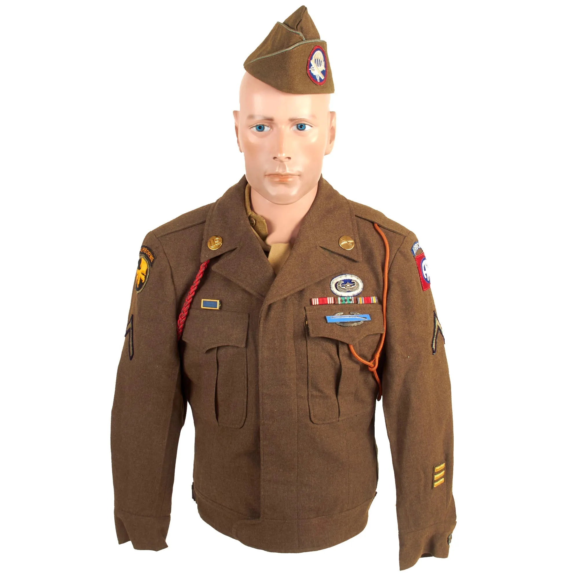 Original U.S. WWII 193rd Glider Infantry Regiment Named Uniforms with Garrison Cap, Jump Boots, Photos, Documents and More - PFC William E. Smith - 17th & 82nd Airborne Division