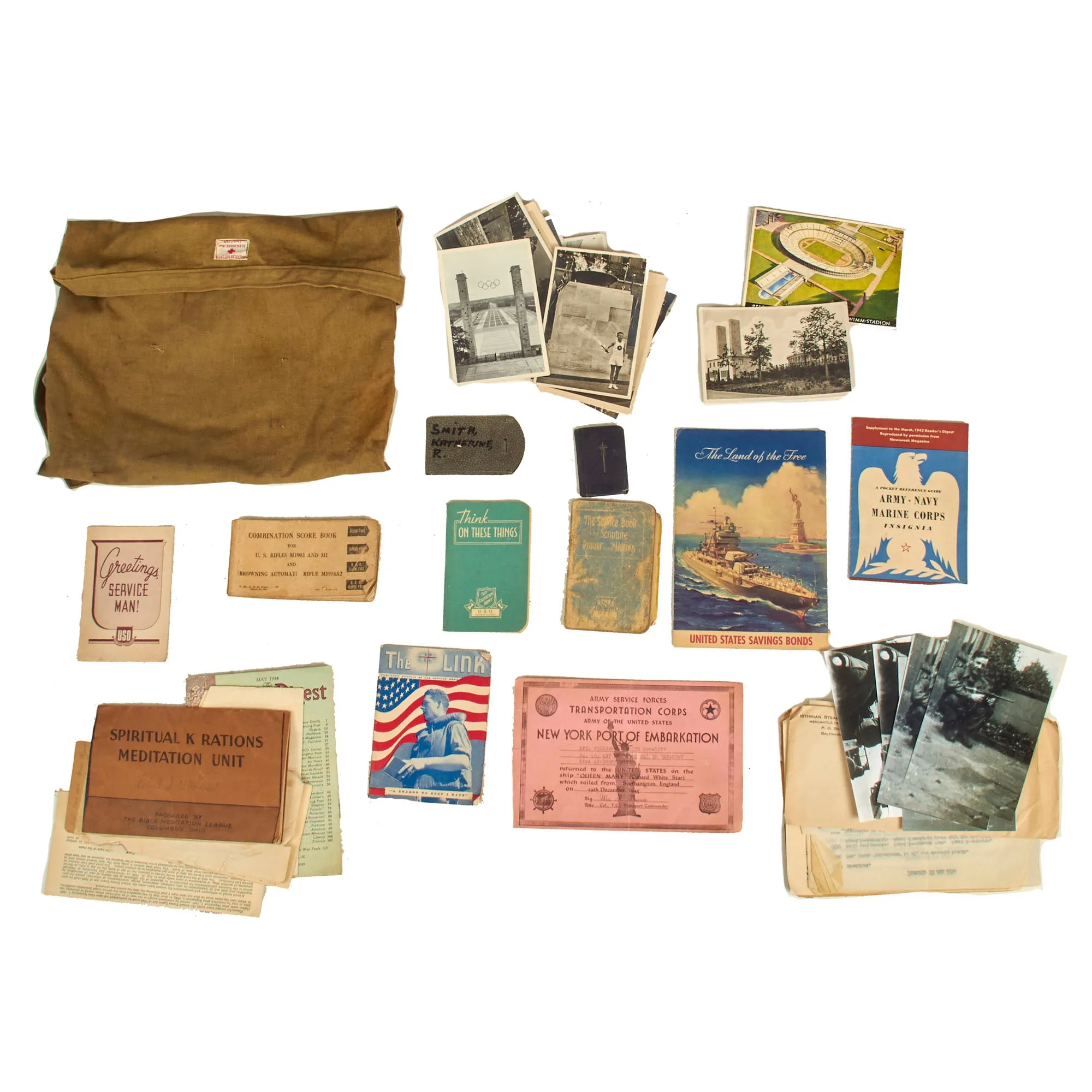 Original U.S. WWII 193rd Glider Infantry Regiment Named Uniforms with Garrison Cap, Jump Boots, Photos, Documents and More - PFC William E. Smith - 17th & 82nd Airborne Division