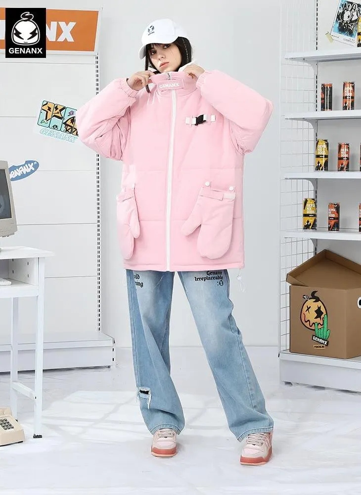 Plain Removable Gloves Padded Coat