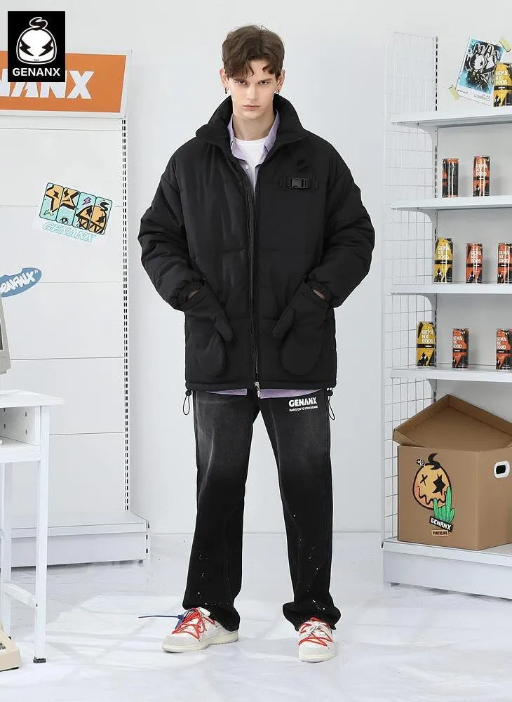 Plain Removable Gloves Padded Coat
