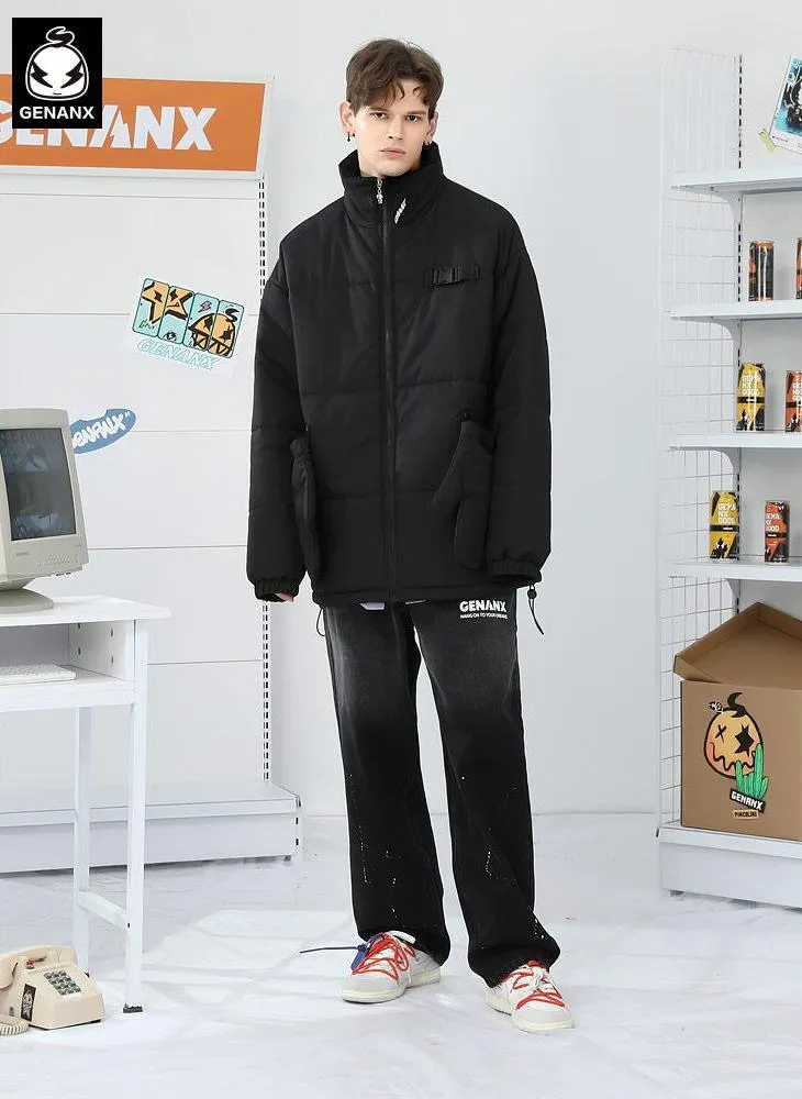 Plain Removable Gloves Padded Coat