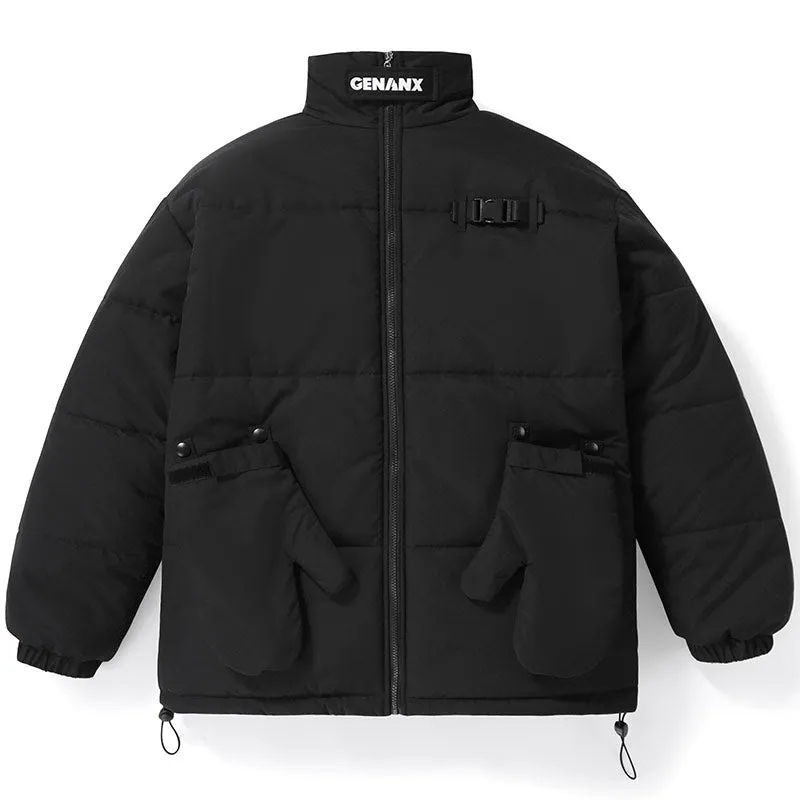 Plain Removable Gloves Padded Coat