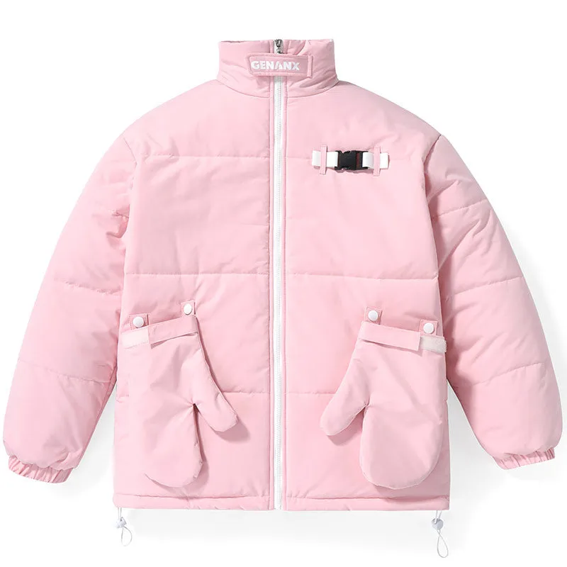 Plain Removable Gloves Padded Coat
