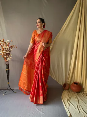 Red Saree in Patan Patola