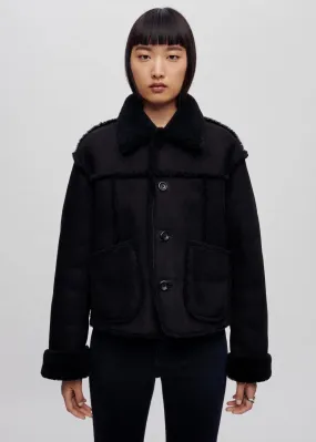 Reversible Shearling Boxy Jacket (Black)