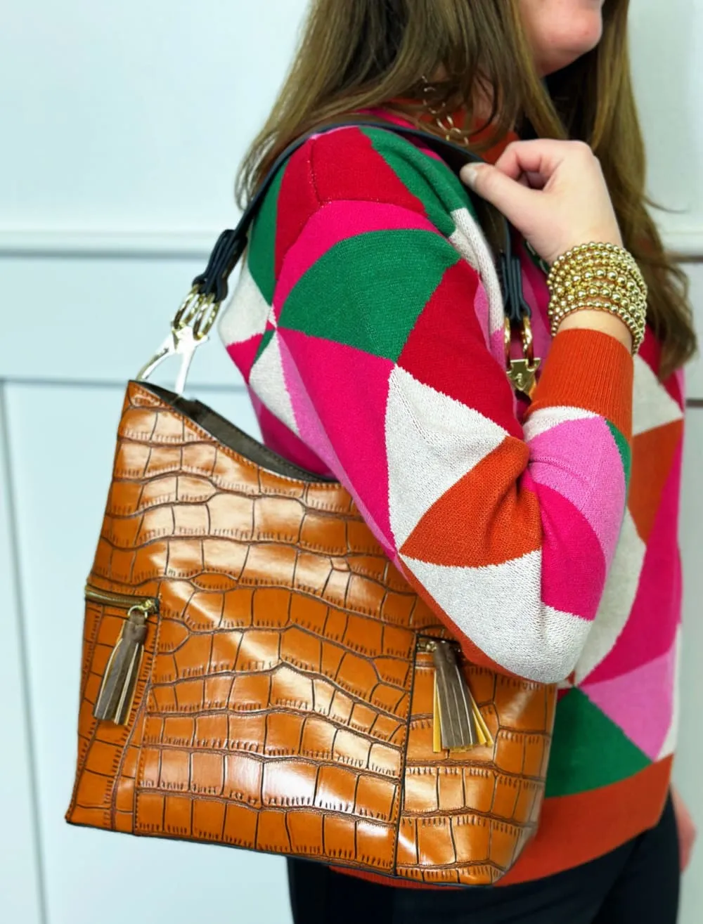 Rochelle Crocodile Print Hobo