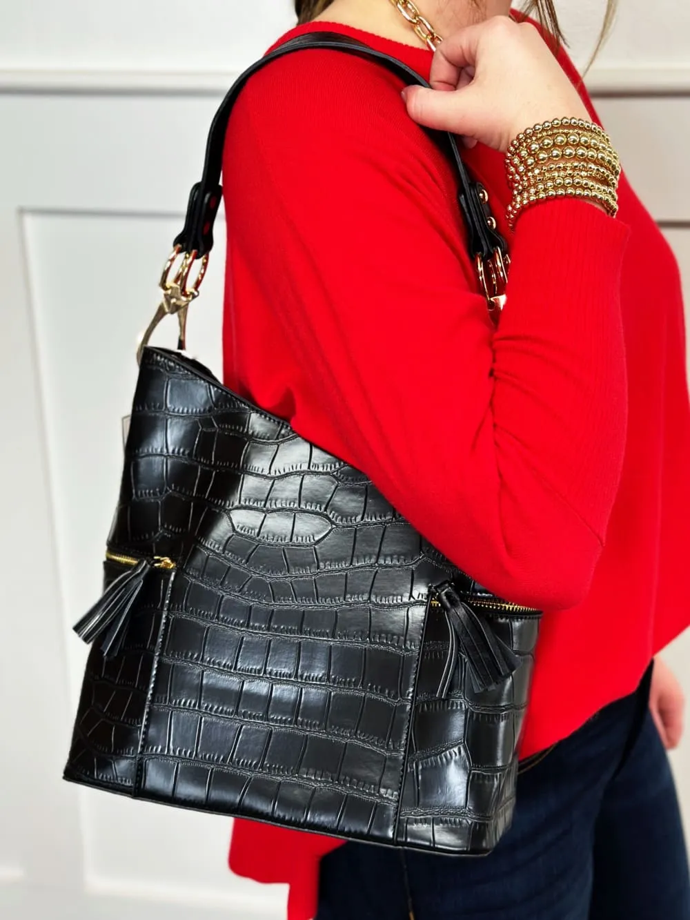 Rochelle Crocodile Print Hobo