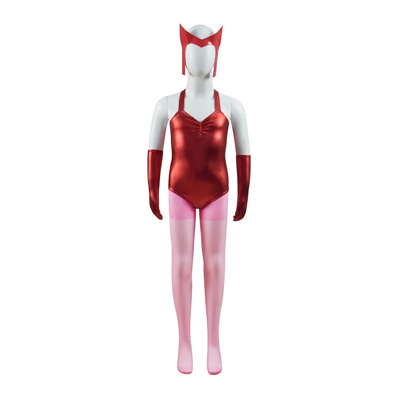 Scarlet Witch Costume Kids WandaVision Cosplay Red Wanda Maximoff Jumpsuit For Girl