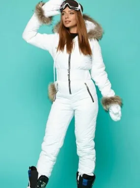Ski Jumpsuit Women Winter Outerwear Ski Overalls Elastic Waist Zipper Outfit