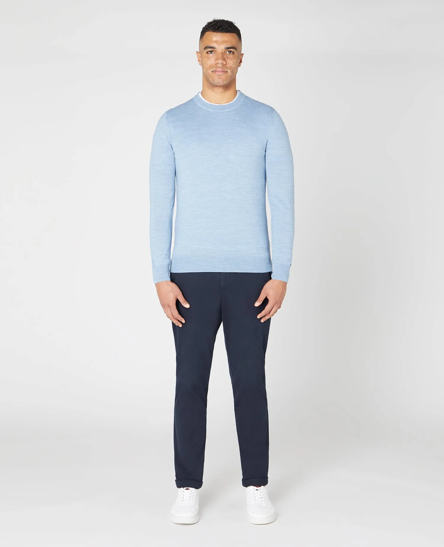 Slim Fit Merino Wool-Blend Crew Neck Sweater