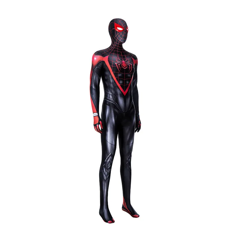 Spider-Man: Miles Morales Cosplay Costume Spiderman 2 PS5 Suit Halloween Black Jumpsuit