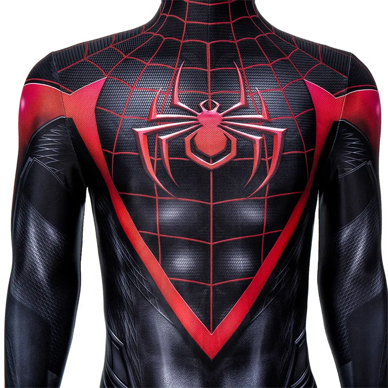 Spider-Man: Miles Morales Cosplay Costume Spiderman 2 PS5 Suit Halloween Black Jumpsuit