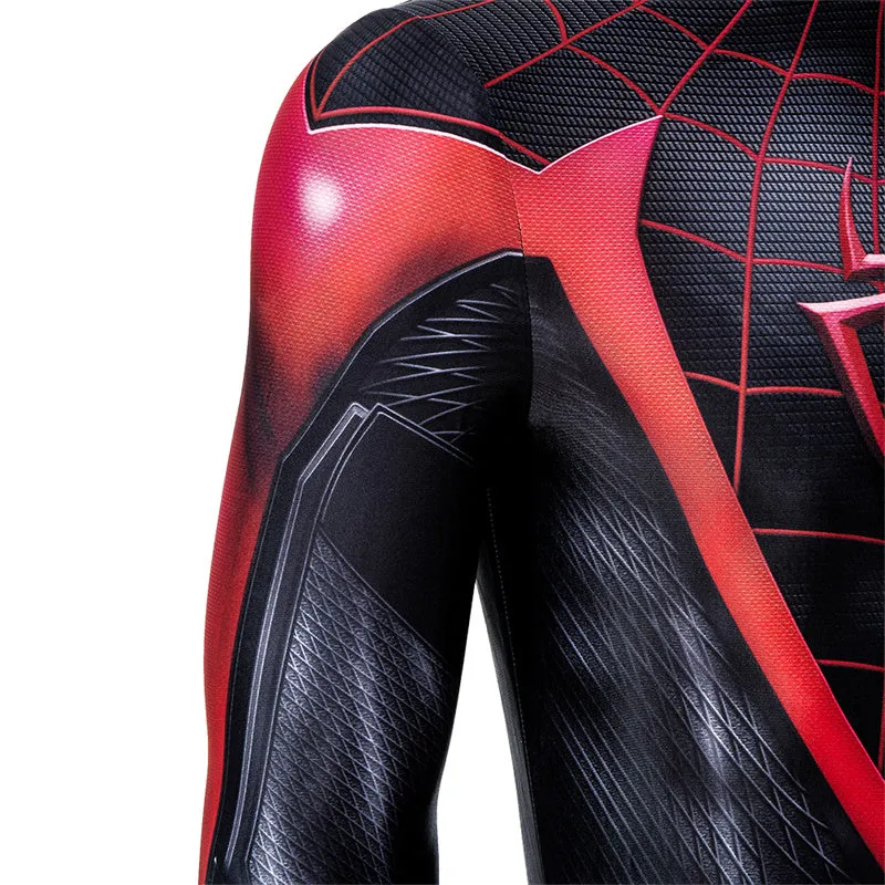 Spider-Man: Miles Morales Cosplay Costume Spiderman 2 PS5 Suit Halloween Black Jumpsuit