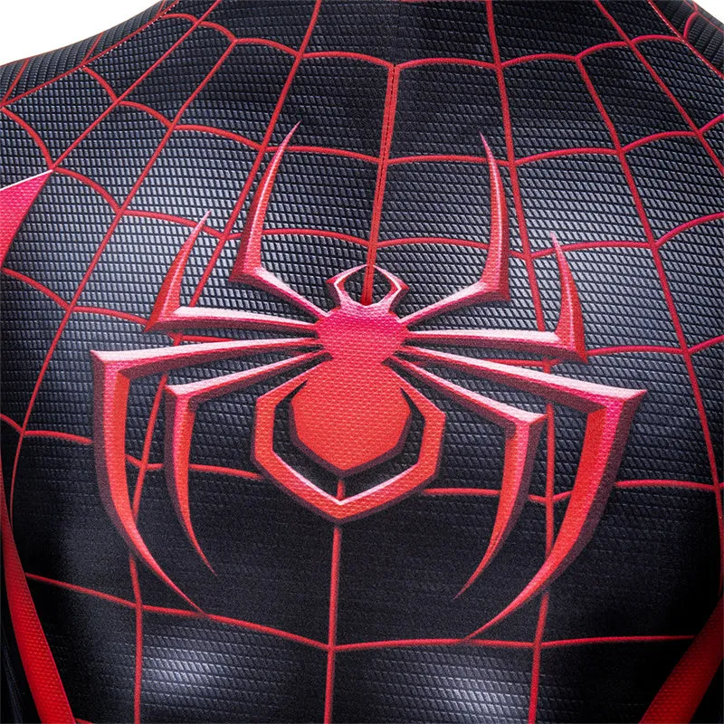Spider-Man: Miles Morales Cosplay Costume Spiderman 2 PS5 Suit Halloween Black Jumpsuit
