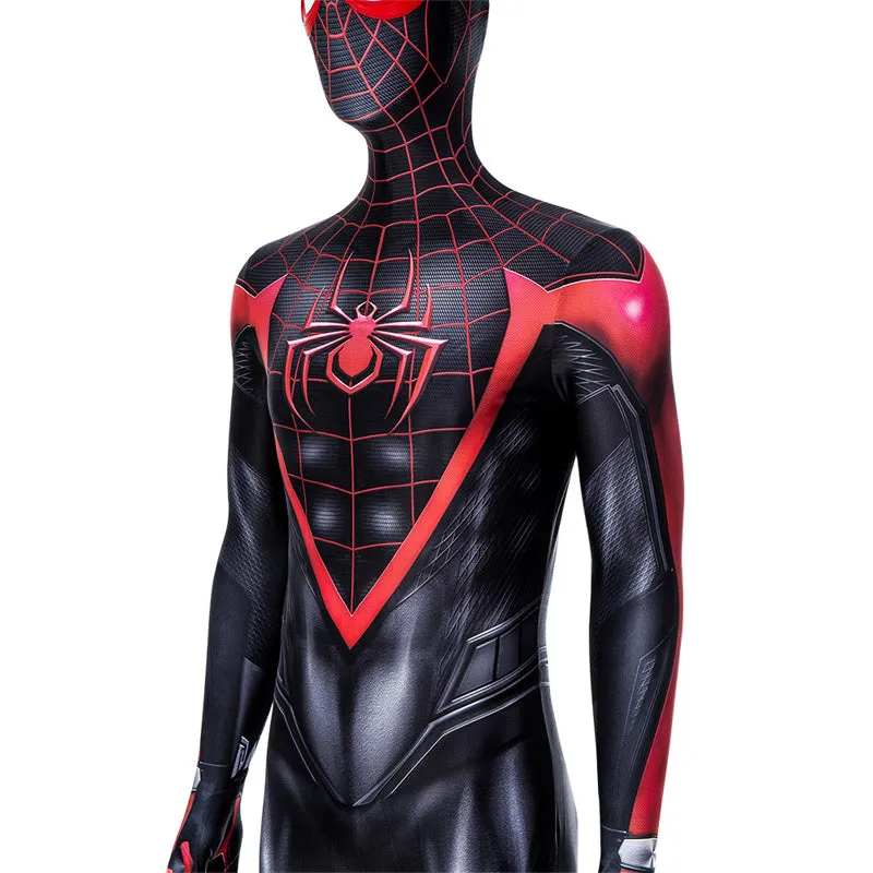Spider-Man: Miles Morales Cosplay Costume Spiderman 2 PS5 Suit Halloween Black Jumpsuit