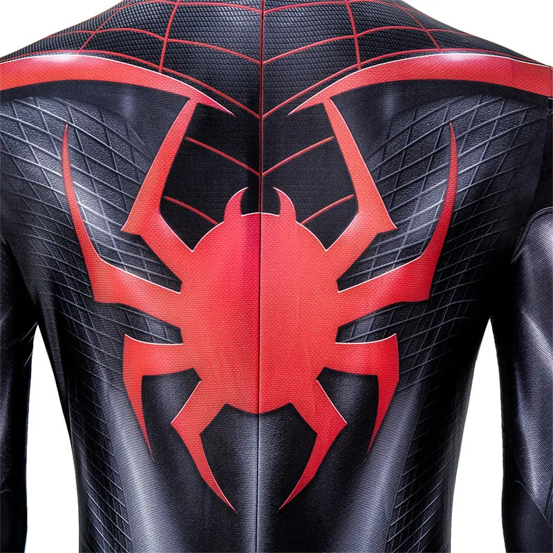 Spider-Man: Miles Morales Cosplay Costume Spiderman 2 PS5 Suit Halloween Black Jumpsuit