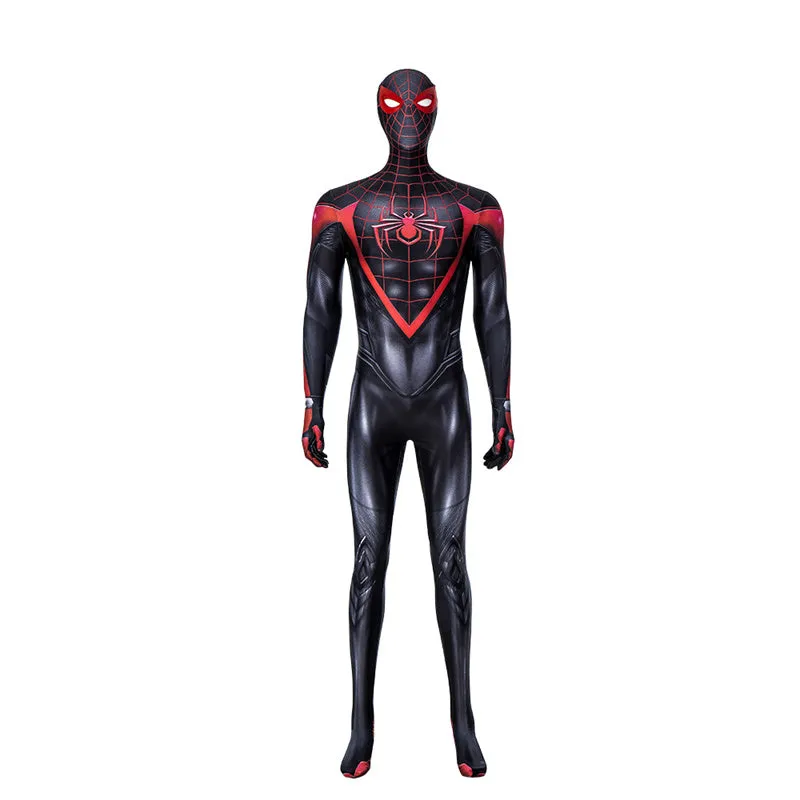Spider-Man: Miles Morales Cosplay Costume Spiderman 2 PS5 Suit Halloween Black Jumpsuit
