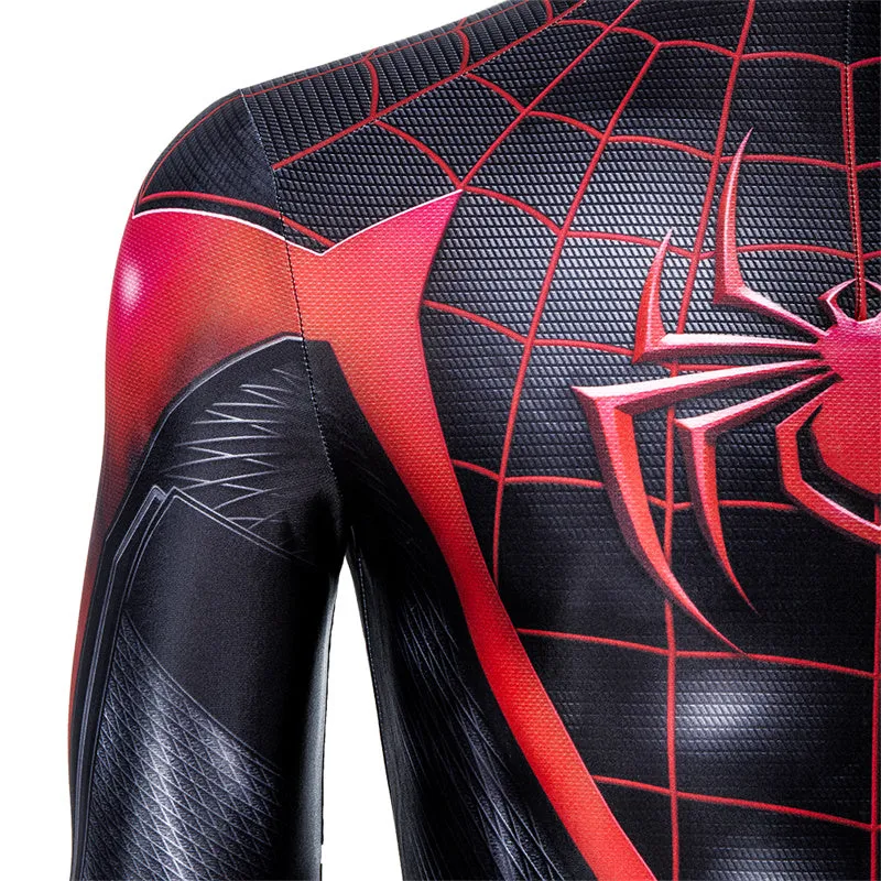 Spider-Man: Miles Morales Cosplay Costume Spiderman 2 PS5 Suit Halloween Black Jumpsuit