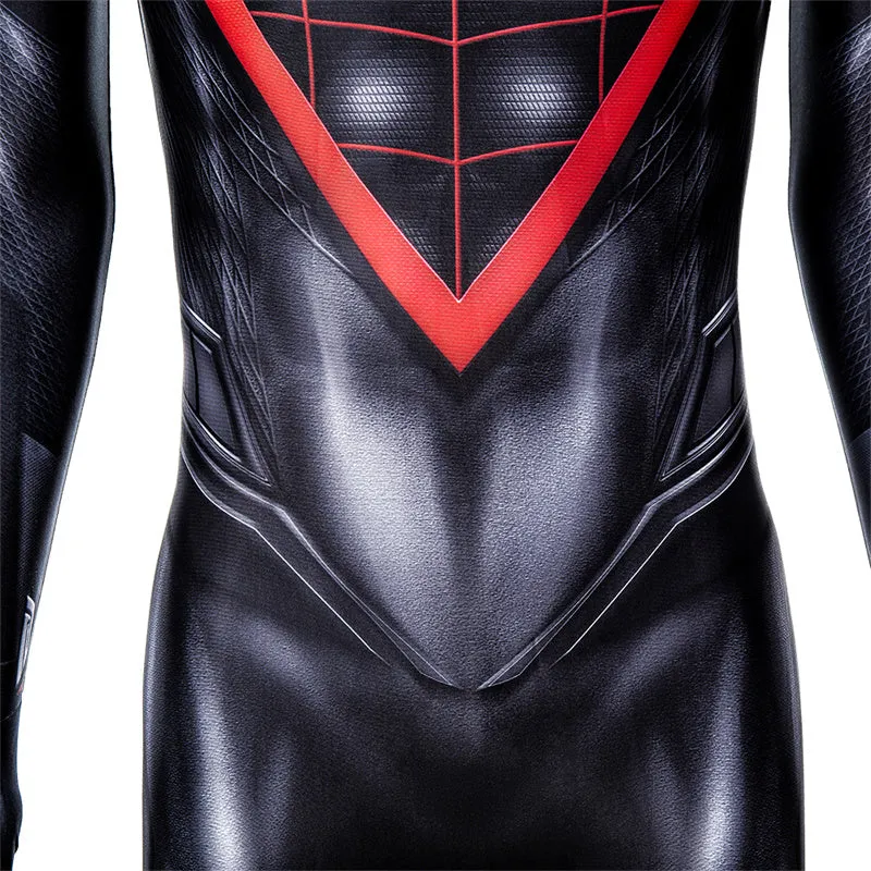 Spider-Man: Miles Morales Cosplay Costume Spiderman 2 PS5 Suit Halloween Black Jumpsuit